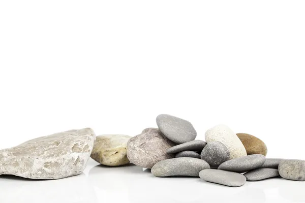 River stones on white background — Stock Photo, Image