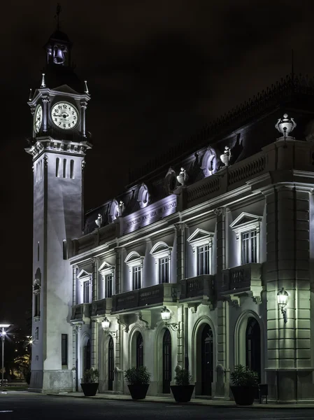 Valencia port turm mit uhr und glocke — Stockfoto