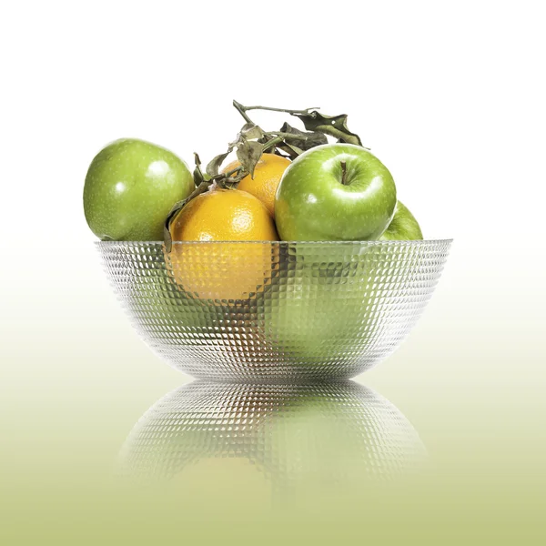 Glass fruit bowl — Stock Photo, Image