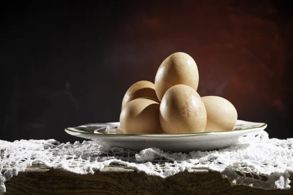 Still life plate of eggs — Stock Photo, Image