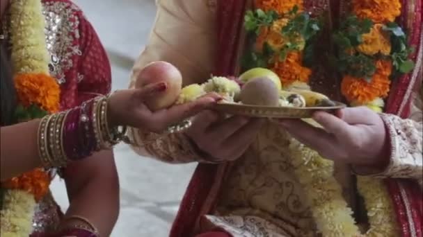 Ceremony with fruits — Stock Video