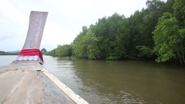 Thailändsk båt på floden — Stockvideo