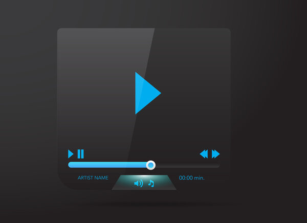 Vector glossy audio, video player