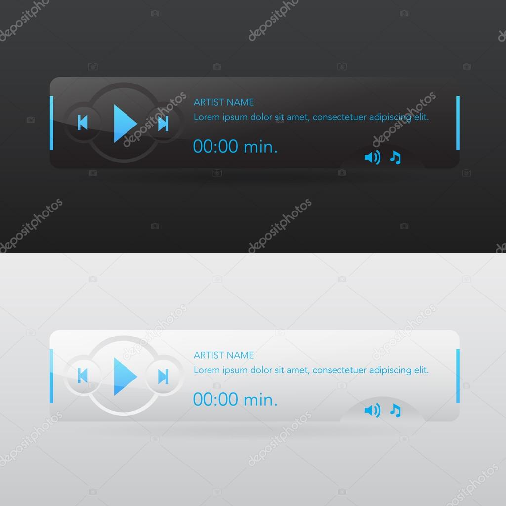 Vector glossy audio, video player