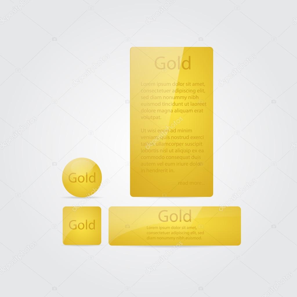 Set of gold bars, buttons