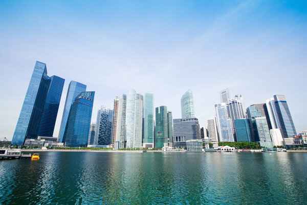 Skyscrapers of business district in Singapore City.