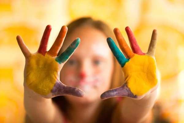 Hand Painted Child, little girl on background