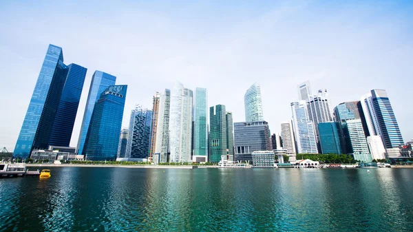 Wide Panorama of Downtown Skyline Singapore Stock Image