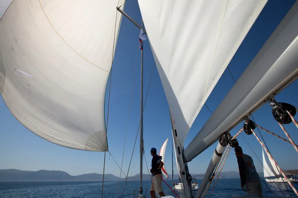 Unidentified sailor participates in sailing regatta "Viva Greece 2012" — Stock Photo, Image