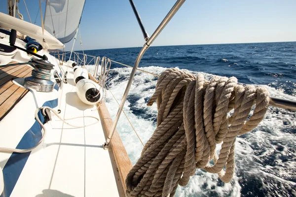 SARONIC GULF, GREECE - SEPTEMBER 23: Boats Competitors During of sailing regatta "Viva Greece 2012" on September 23, 2012 on Saronic Gulf, Greece — Stock Photo, Image