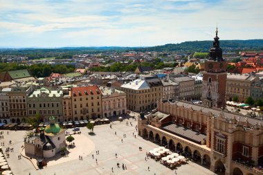 Görünüm cracow eski şehir, eski sukiennice, Polonya. unesco tarafından dünya mirası.