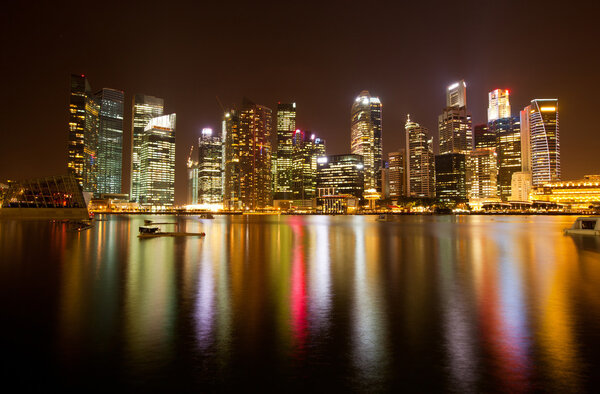 Singapore business district in the night time