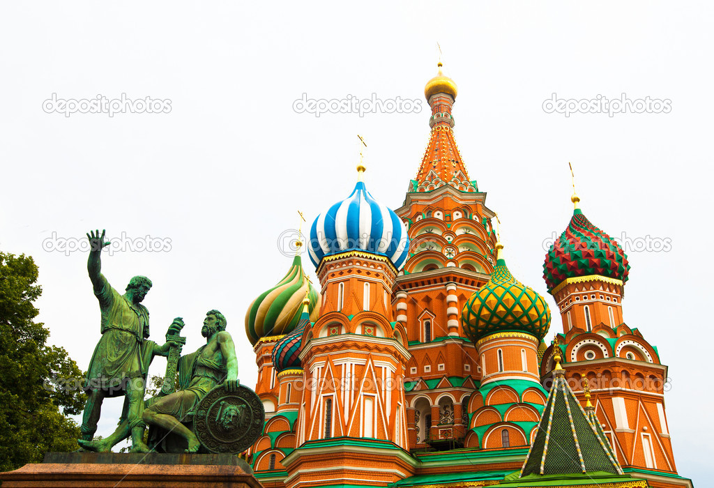 Moscow, Russia, Saint Basil's cathedral in white background.