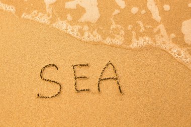 deniz - kum üzerine yazılmış