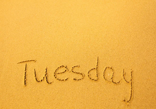 Tuesday, written on sand — Stock Photo, Image