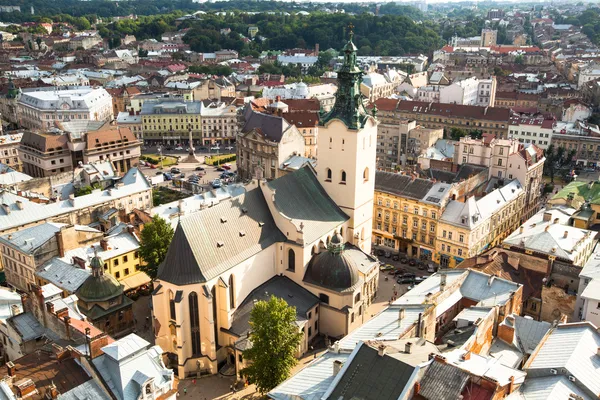 Vista superior da Prefeitura de Lviv — Fotografia de Stock
