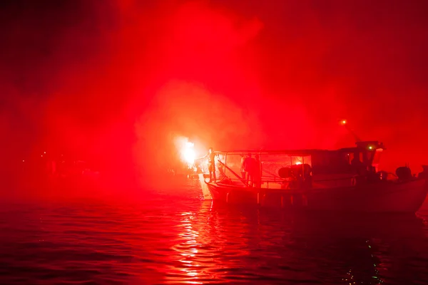 La quema ritual de Judas Iscariote en Grecia — Foto de Stock