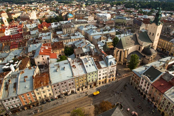 Vista superior da Prefeitura de Lviv — Fotografia de Stock