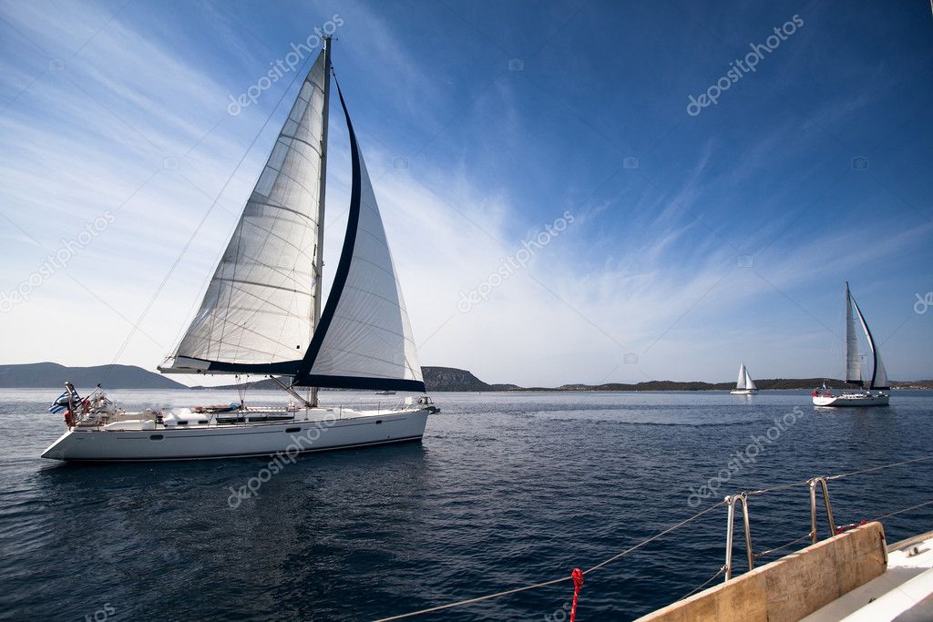 Sailing yacht race, picture with space for text or logos