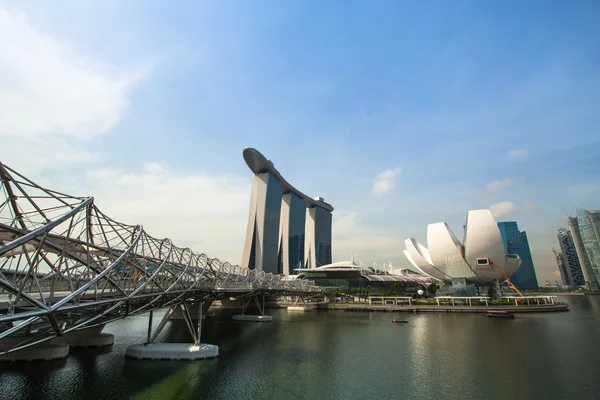Marina defne iş bölgesi Singapur üzerinde şehirde bir görünümü. — Stockfoto