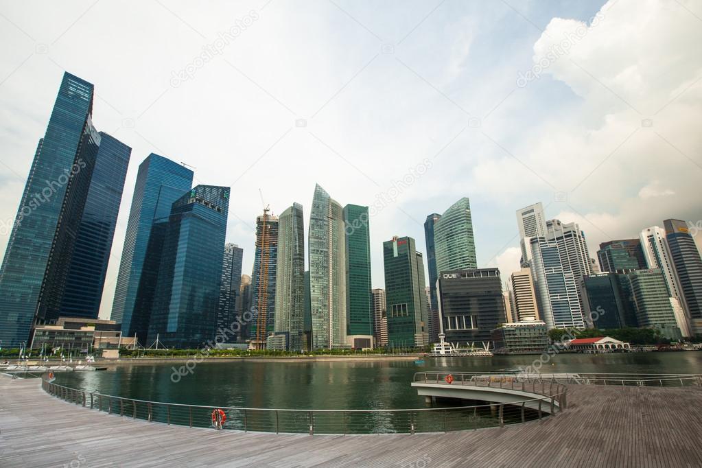 A view of city in Marina Bay business district on Singapore.