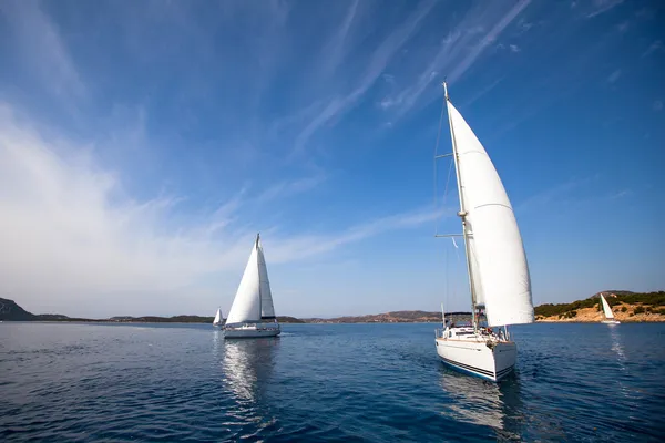 Velero carrera de yates - imagen con espacio para texto o logotipos . — Foto de Stock