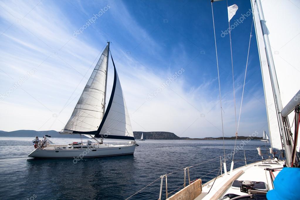 Regatta on the sea. Sailboat. Yachting. Sailing. Travel Concept. Vacation.