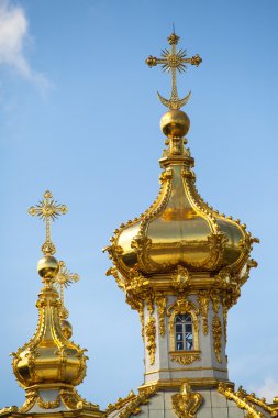 closeup altın kubbe bahçelerde yaz - peterhof, Rusya Federasyonu.