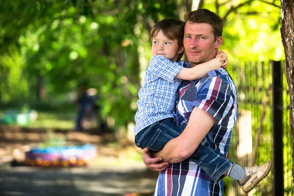 Father and son outdoors Royalty Free Stock Images