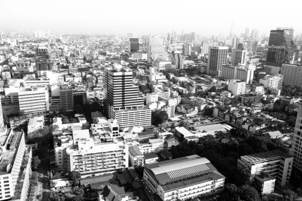 Bird's-eye view of Bangkok, Thailand (black and white photo) — Stock Photo, Image