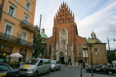 bir sokakta Krakow tarihi merkezi