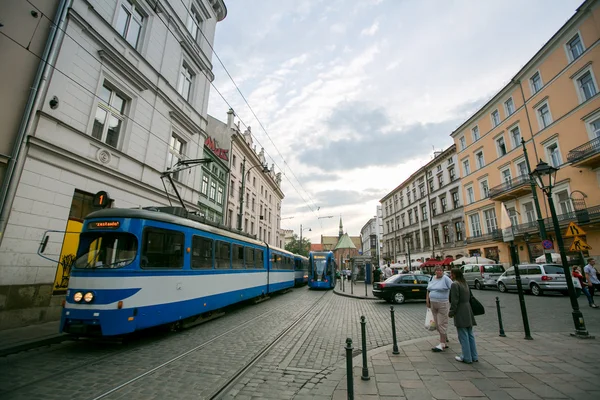 Bir sokakta Krakow tarihi merkezi — Stok fotoğraf