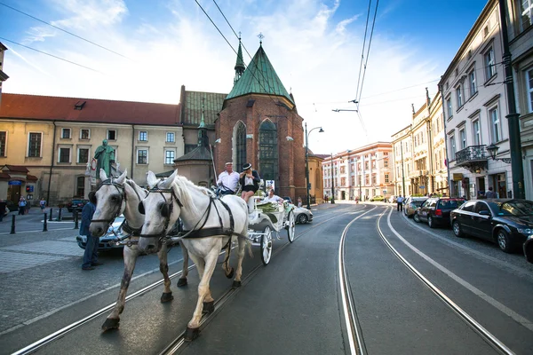 One of the streets in historical center in Krakow, Poland — Stock Photo, Image