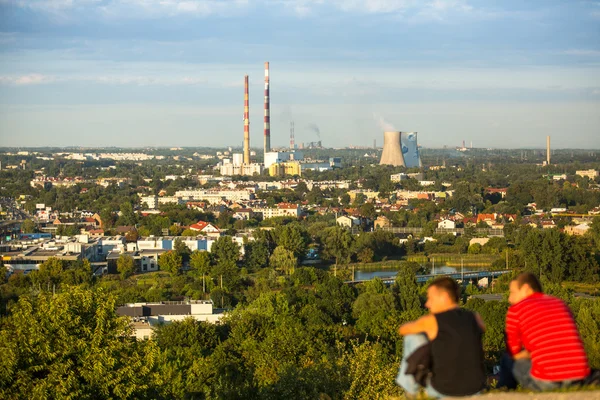 Vista superior do distrito industrial em Cracóvia, Polônia — Fotografia de Stock