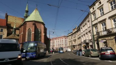 sokak sahne tarihi merkezi Krakow, Polonya