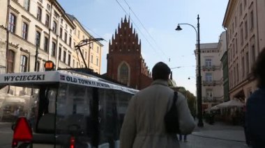 bir sokakta tarihi merkezi Krakow, Polonya