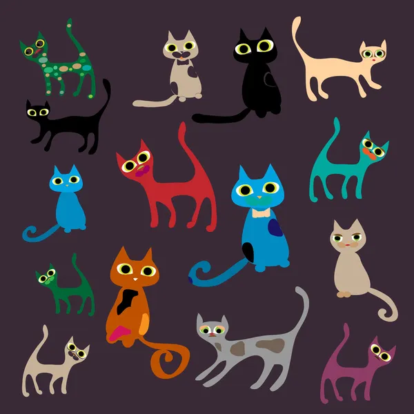 Lindo dibujos animados gatos — Vector de stock