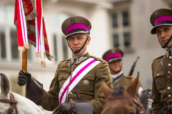 Festa de participantes não identificados da cavalaria polonesa — Fotografia de Stock