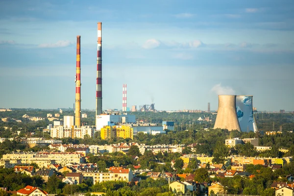 Blick von oben auf das Industriegebiet in Krakau, Polen — Stockfoto