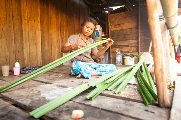 Αγνώστων στοιχείων γυναίκα orang asli στο χωριό του — Φωτογραφία Αρχείου