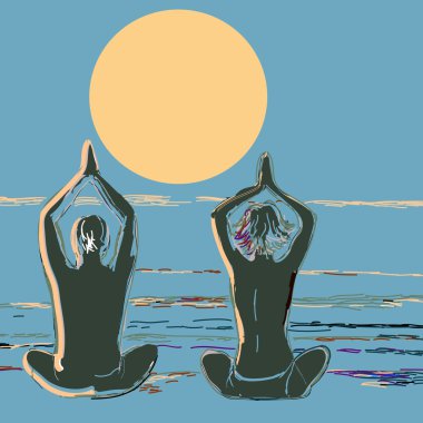 siluet yoga Çift