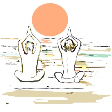 siluet yoga Çift