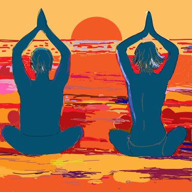 siluet yoga Çift