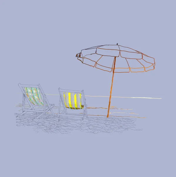Paire de chaises longues de plage — Image vectorielle