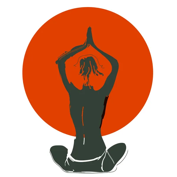 Mujer practicando yoga — Vector de stock