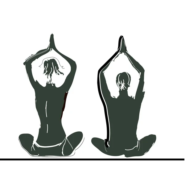 Paar beoefenen yoga — Stockvector