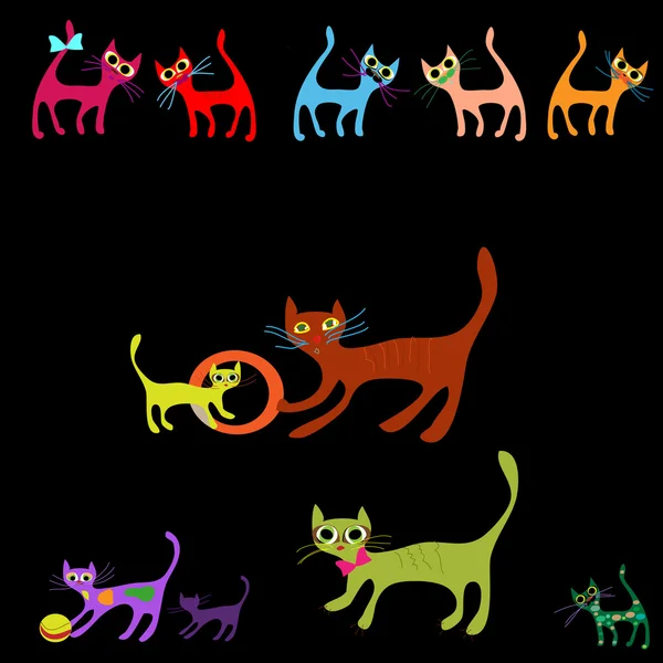 Colección de gatos de dibujos animados — Vector de stock