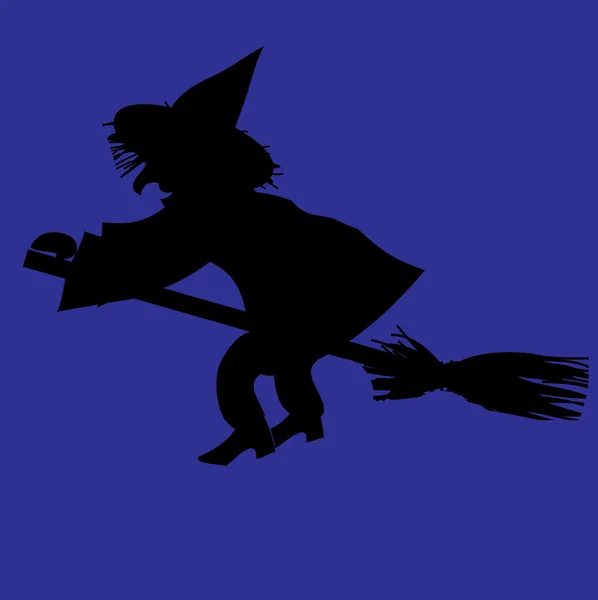 Witch on a broomstick — Stock Vector
