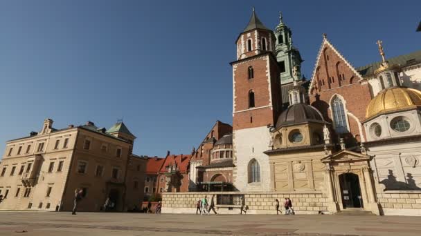 Krakow, Polonya wawel Royal palace. — Stok video