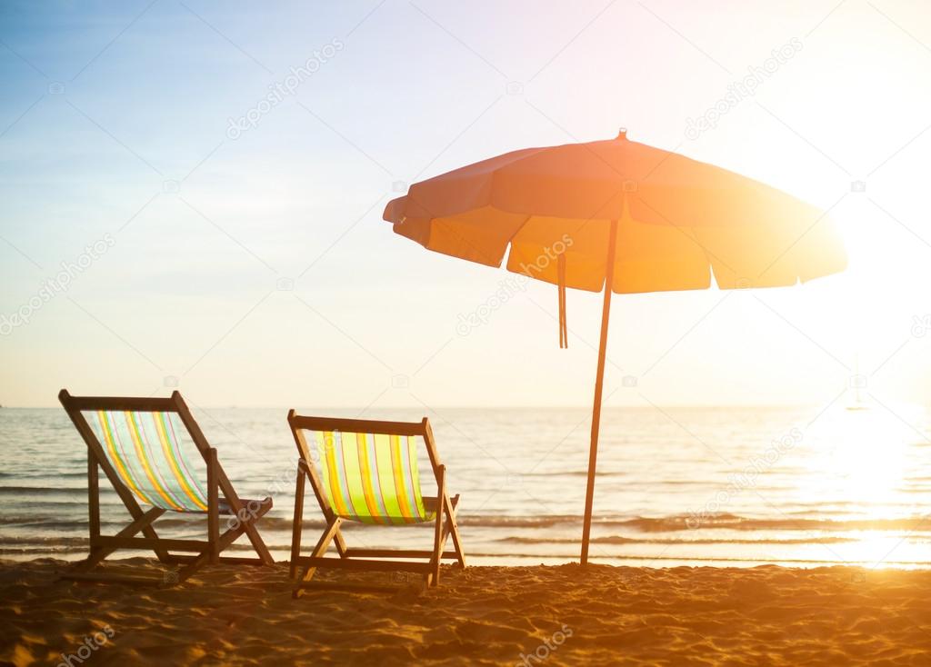 Pair of beach loungers